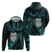 New Zealand Aotearoa Zip Hoodie Maori Wheku Paua Shell Glitter Turquoise LT05 - Polynesian Pride