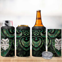 New Zealand Aotearoa 4 in 1 Can Cooler Tumbler Maori Wheku Paua Shell Glitter Green
