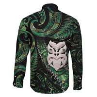 New Zealand Aotearoa Family Matching Off The Shoulder Long Sleeve Dress and Hawaiian Shirt Maori Wheku Paua Shell Glitter Green LT05 - Polynesian Pride
