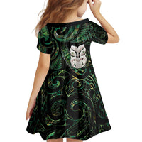 New Zealand Aotearoa Family Matching Tank Maxi Dress and Hawaiian Shirt Maori Wheku Paua Shell Glitter Green LT05 - Polynesian Pride