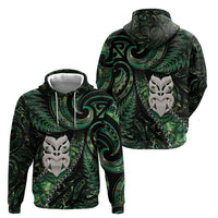 New Zealand Aotearoa Zip Hoodie Maori Wheku Paua Shell Glitter Green LT05 - Polynesian Pride