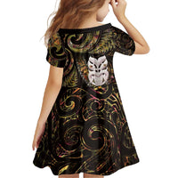 New Zealand Aotearoa Family Matching Tank Maxi Dress and Hawaiian Shirt Maori Wheku Paua Shell Glitter Gold LT05 - Polynesian Pride