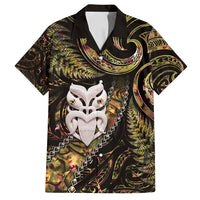 New Zealand Aotearoa Family Matching Tank Maxi Dress and Hawaiian Shirt Maori Wheku Paua Shell Glitter Gold LT05 Dad's Shirt - Short Sleeve Gold - Polynesian Pride