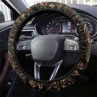 New Zealand Aotearoa Steering Wheel Cover Maori Wheku Paua Shell Glitter Gold LT05 - Polynesian Pride