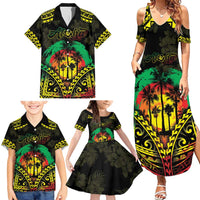 Aloha Tropical Palm Trees Family Matching Summer Maxi Dress and Hawaiian Shirt Reggae Polynesian Pattern LT05 - Polynesian Pride