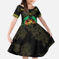 Aloha Tropical Palm Trees Family Matching Tank Maxi Dress and Hawaiian Shirt Reggae Polynesian Pattern LT05 Daughter's Dress Black - Polynesian Pride