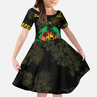 Aloha Tropical Palm Trees Kid Short Sleeve Dress Reggae Polynesian Pattern