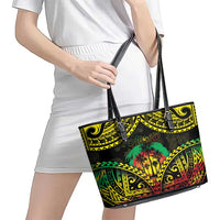 Aloha Tropical Palm Trees Leather Tote Bag Reggae Polynesian Pattern