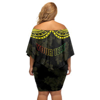 Aloha Tropical Palm Trees Off Shoulder Short Dress Reggae Polynesian Pattern