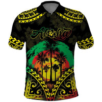 Aloha Tropical Palm Trees Polo Shirt Reggae Polynesian Pattern LT05 Black - Polynesian Pride
