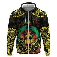 Aloha Tropical Palm Trees Zip Hoodie Reggae Polynesian Pattern LT05 Zip Hoodie Black - Polynesian Pride