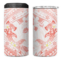 Polynesia Hammerhead Shark 4 in 1 Can Cooler Tumbler Tropical Flowers Tribal Pattern Peach