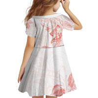Polynesia Hammerhead Shark Family Matching Mermaid Dress and Hawaiian Shirt Tropical Flowers Tribal Pattern Peach LT05 - Polynesian Pride