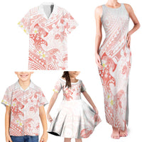 Polynesia Hammerhead Shark Family Matching Tank Maxi Dress and Hawaiian Shirt Tropical Flowers Tribal Pattern Peach LT05 - Polynesian Pride