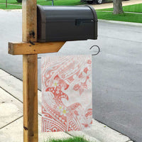 Polynesia Hammerhead Shark Garden Flag Tropical Flowers Tribal Pattern Peach