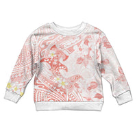 Polynesia Hammerhead Shark Kid Ugly Christmas Sweater Tropical Flowers Tribal Pattern Peach