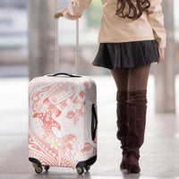 Polynesia Hammerhead Shark Luggage Cover Tropical Flowers Tribal Pattern Peach