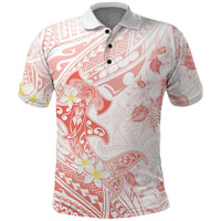 Polynesia Hammerhead Shark Polo Shirt Tropical Flowers Tribal Pattern Peach LT05 Peach - Polynesian Pride