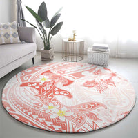Polynesia Hammerhead Shark Round Carpet Tropical Flowers Tribal Pattern Peach LT05 - Polynesian Pride