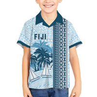 Custom Fiji Regatta Family Matching Summer Maxi Dress and Hawaiian Shirt Palm Tree Tapa Pattern - Polynesian Pride
