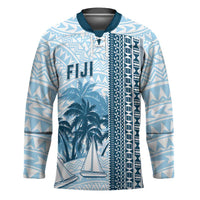Custom Fiji Regatta Hockey Jersey Palm Tree Tapa Pattern - Polynesian Pride