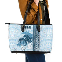 Fiji Regatta Leather Tote Bag Palm Tree Tapa Pattern LT05 - Polynesian Pride