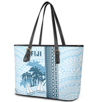 Fiji Regatta Leather Tote Bag Palm Tree Tapa Pattern LT05 - Polynesian Pride