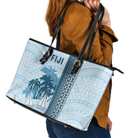 Fiji Regatta Leather Tote Bag Palm Tree Tapa Pattern LT05 - Polynesian Pride