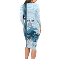 Custom Fiji Regatta Long Sleeve Bodycon Dress Palm Tree Tapa Pattern - Polynesian Pride