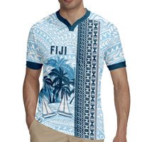 Custom Fiji Regatta Rugby Jersey Palm Tree Tapa Pattern - Polynesian Pride