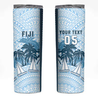 Custom Fiji Regatta Skinny Tumbler Palm Tree Tapa Pattern - Polynesian Pride
