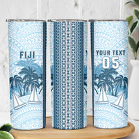 Custom Fiji Regatta Skinny Tumbler Palm Tree Tapa Pattern - Polynesian Pride