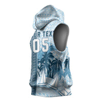 Custom Fiji Regatta Sleeveless Hoodie Palm Tree Tapa Pattern - Polynesian Pride