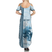 Custom Fiji Regatta Summer Maxi Dress Palm Tree Tapa Pattern - Polynesian Pride