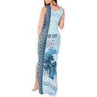 Custom Fiji Regatta Tank Maxi Dress Palm Tree Tapa Pattern - Polynesian Pride