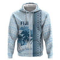 Custom Fiji Regatta Zip Hoodie Palm Tree Tapa Pattern - Polynesian Pride