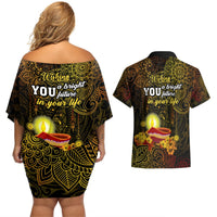 happy-diwali-festival-couples-matching-off-shoulder-short-dress-and-hawaiian-shirt-diya-lamp-hibiscus-polynesian-pattern