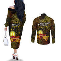 happy-diwali-festival-couples-matching-off-the-shoulder-long-sleeve-dress-and-long-sleeve-button-shirts-diya-lamp-hibiscus-polynesian-pattern