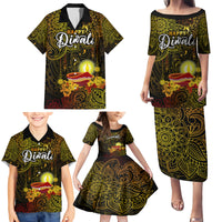 Happy Diwali Festival Family Matching Puletasi Dress and Hawaiian Shirt Diya Lamp Hibiscus Polynesian Pattern LT05 - Polynesian Pride
