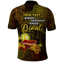Personalized Happy Diwali Festival Polo Shirt Diya Lamp Hibiscus Polynesian Pattern LT05 - Polynesian Pride