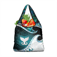 Aotearoa New Zealand Grocery Bag Maori Wera Paua Shell Teal Glitter LT05 1-pack One Size Teal - Polynesian Pride