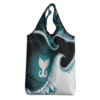 Aotearoa New Zealand Grocery Bag Maori Wera Paua Shell Teal Glitter LT05 - Polynesian Pride