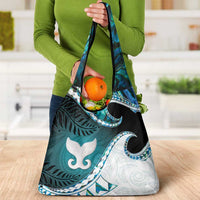 Aotearoa New Zealand Grocery Bag Maori Wera Paua Shell Teal Glitter LT05 - Polynesian Pride