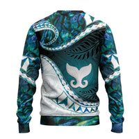 Aotearoa New Zealand Ugly Christmas Sweater Maori Wera Paua Shell Teal Glitter