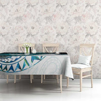 Aotearoa New Zealand Tablecloth Maori Wera Paua Shell Teal Glitter