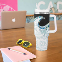 Aotearoa New Zealand Tumbler With Handle Maori Wera Paua Shell Teal Glitter