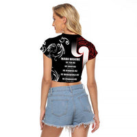 New Zealand Aotearoa Mana Wahine Raglan Cropped T Shirt