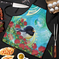 New Zealand Tomtit Apron Maori Koru With Pohutukawa Galaxy Style - Polynesian Pride