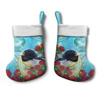 New Zealand Tomtit Christmas Stocking Maori Koru With Pohutukawa Galaxy Style - Polynesian Pride