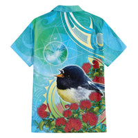 New Zealand Tomtit Family Matching Long Sleeve Bodycon Dress and Hawaiian Shirt Maori Koru With Pohutukawa Galaxy Style - Polynesian Pride